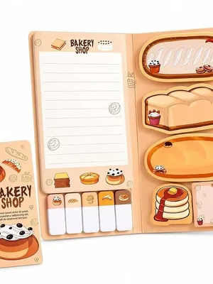 Bakery Shop Theme Sticky Notes Set with Memo Pads and Bookmarks Cute Memo Pad & Page Marker Stationery Set with Colorful Sticky Notes, Decorative Notes for School, Office, Study, Planner & Journaling