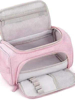 Travel Toiletry Organizer Bag for Men and Women | Waterproof Cosmetic Shaving Kit Storage Pouch with Double Zipper Compartments