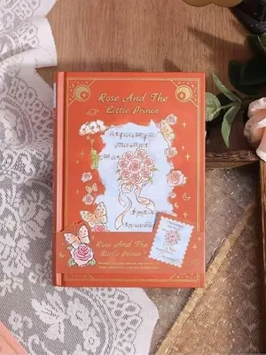 Rose And The Little Prince Hardbound Diary for Girls, A5 Vintage Floral Journal Notebook with Ruled Pages,Aesthetic Writing Notebook for Teens and Students ( Rose)