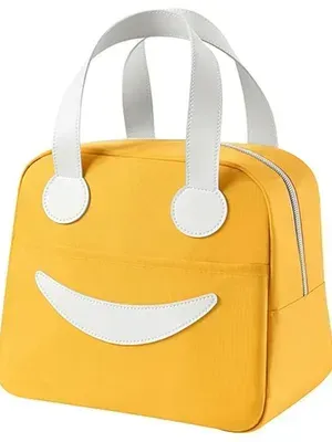 Smiley Insulated Lunch Bag for Women Men Kids – Reusable Cute Tote Lunch Box with Aluminum Foil Lining, Leakproof Thermal Cooler for Work, School, Picnic, Travel (Smiley Face Bag)