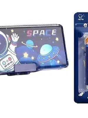 Space Compass Box Set with Eraser, Double Sided Pencil Case