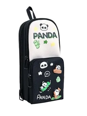 Travel Toiletry Organizer Bag for Men and Women | Waterproof Cosmetic Shaving Kit Storage Pouch with Double Zipper Compartments (Panda -)