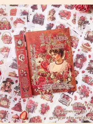 The Glass of Time Stickers Nostalgic Dreams Retro Romance Decorative Sticker Book – Vintage Aesthetic Scrapbook Stickers for Journaling, Planners, DIY Crafts & Phone Decoration