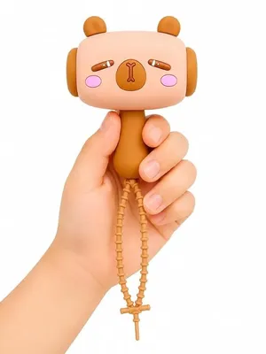 Cute Cartoon Hand Press Hammer Keychain Toy, Sound Choo Choo Keyring, Portable Bag Charm, Backpack Accessory, Birthday Return Gift for Kids, Purple, Pack of 1 - Capybara Coffee Sound Keychain