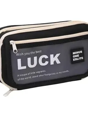 9 Compartment Canvas Pencil Pouch for Boys & Girls Multifunctional Visual Pouch for Stationery Cosmetics College Essentials for Students & Children's Gift (Luck Color)