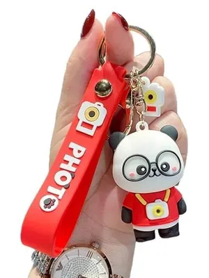 Keychain with Wrist Strap, Cartoon 3D Silicone Animal Keyring Charm for Women, Girls, Backpack & Car Keys