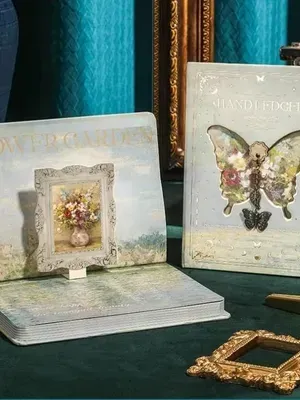 Zqiue Garden Butterfly Trail Scrapbook Supplies Kit, Junk Journal Kit with Journaling Supplies, Scrapbook Paper, A6 Grid Notebook, Washi Stickers, Washi Tape, Scrapbook Kit Craft DIY Gift Set