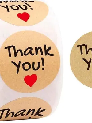 500 Pcs Thank You Heart Watercolor Stickers, Round Thank You Adhesive Sticker for Small Business Wedding Supplies Packing Stickers Gift Wrap (500 in 1 Decorative Sticker Roll)