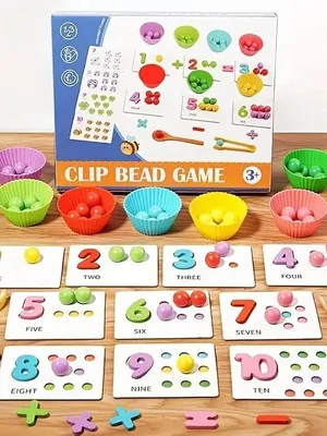 Rainbow Color Sorting Stacking Puzzle, Maths Counting Games, Matching Games, Educational Toys with Wooden Beads, Great Gifts