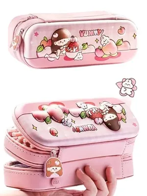 Double Layer Yummy 3D Cute Pencil Case Aesthetic Pencil Case for Girls Large Capacity Pen Pencil Pouch Multifunctional Stationery Organizer for School