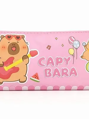 Cute Capybara Pencil Case, Soft Silicone Pencil Pouch with Zipper, Spacious Waterproof Pen Bag for School, Office, Travel (Cute)