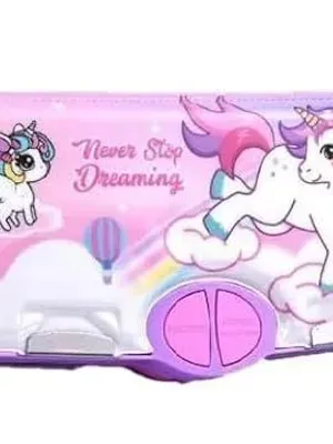 Multifunctional School Pencil Box with Calculator Cute Cartoon Stationary Compass for Boys Geometry Kids with Inbuilt Scissor Ruler Eraser & Sharpener Magnetic Box Best Gifts ( Unicorn Cl)