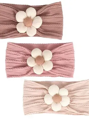 3 Pcs Baby Flower Headbands Baby Girls Nylon Headband Soft Hairbands Hair Accessories for Newborn Infant Toddler Kids