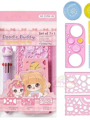 Cute Creative Doodle Ruler Stationery Set for Kids – DIY Drawing Tools, Stencils & Geometric Shapes for Fun Learning & Art Projects Supplies for School & Home Use (Unicorn-KQ3128B)