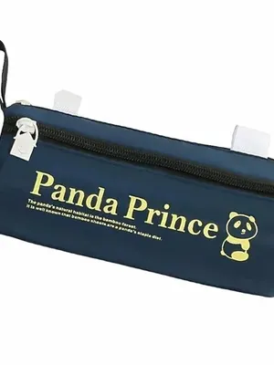 Cute Cartoon Print Pencil Pouch for Kids | Zippered Stationery Storage Case | Lightweight School Pen Organizer Bag with Wrist Strap - PANDA PRINCE