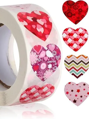 500 Pcs Heart Shape Watercolor Thank You Stickers, Round Thank You Adhesive Sticker for Small Business Wedding Supplies Packing Stickers Gift Wrap (500 in 1 Decorative Stickers Roll)