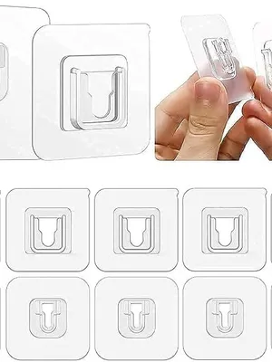 5 Pcs Self-Adhesive Hooks Without Drilling Strong Long-Lasting Round Hook Nail-Free Wall Hooks for Kitchen Accessories Stainless Steel (Male Female Hook, 15, Count)