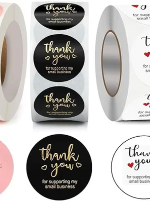 1500 Pcs Watercolor Thank You Stickers, Round Thank You Adhesive Sticker for Small Business Wedding Supplies Packing Stickers Gift Wrap (3, Tq for Supporting My Small Business)