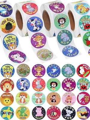500 Pcs Watercolor Mix Animal Stickers, Round Mix Animals Adhesive Sticker for Small Business Wedding Supplies Packing Stickers Gift Wrap (1 Mix Animal Roll)