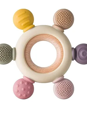 Silicone Baby Teether – BPA-Free Teething Toy for 3+ Months, Soft Chewable Teether for Babies 0-6 Months, Rattle for Gum & Teeth Relief (Baby Silicone Teether)