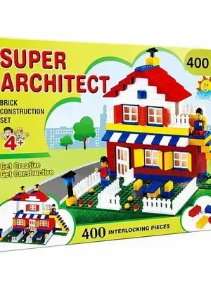 Kids' Super Architect Building Set: Create Your Own Home with 400 Interlocking Pieces, Stylish and Sturdy, Multicolored