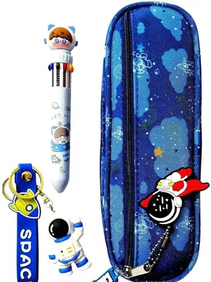 Canvas Pencil Case Large Capacity Pouch Organizer with Pen Keychain for Students Kids Stylish Pen Holder Pouch, Stationery Box, Cosmetic Pouch Bag