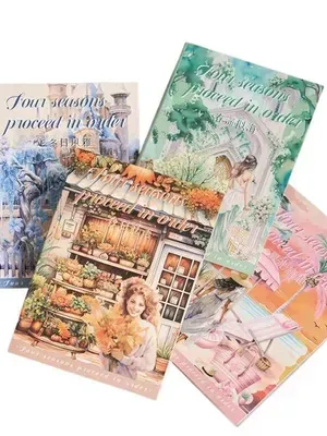 Four Seasons Aesthetic Sticker Book for Journaling & Scrapbooking – Vintage Seasonal Decorative Stickers Pack for Planner, Diary, Laptop, Crafts, DIY Art Supplies for Kids & Adults(4 Seet)