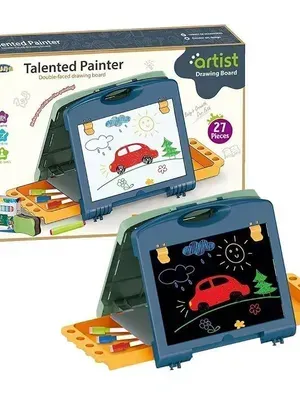 Easy Fun Colorful Kids Drawing Painting Writing Magic Slate Board with Bracket, DIY Magic Doodle Toys, Anti-Lost Pen, with Stamp, Reusable 27 Pcs Gift for Kids