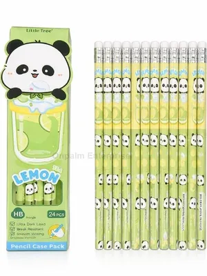Cute Cartoon HB Pencils for Kids (24 PCS) with Storage Case, Dark Writing Break Resistant Lead, Triangle Grip School Pencils for Writing Drawing Homework Return Gift Set (Lemon)