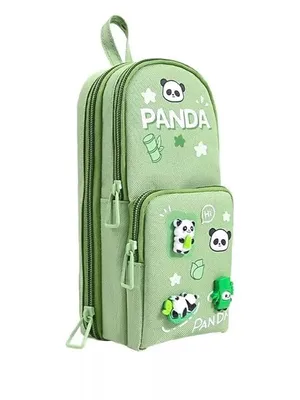 Panda Pencil Case, 3 Compartment Storage Pouch