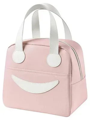 Smiley Insulated Lunch Bag for Women Men Kids – Reusable Cute Tote Lunch Box with Aluminum Foil Lining, Leakproof Thermal Cooler for Work, School, Picnic, Travel (Smiley Face Bag)