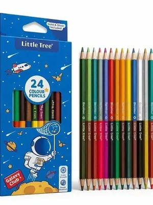 12pcs Double Sided Colour Pencils Set (24 Shades) for Kids & Adults Multicolor Drawing Pencils Smooth, Break Resistant School, Art & Coloring Kit (Galaxy Club)