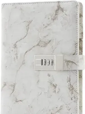 Waterproof Marble Diary with Lock, Refillable Locking Diary with Pen A5 Cute Marble Notebook with Combination Lock, 192 Pages locked journals for and Teen Girls - Solide Digital Marble Lock Diary