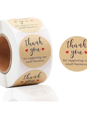 Thank You Small Business Stickers, 500 Pcs, 2.5 cm Round - 1 Thank You For Supporting My Small Business