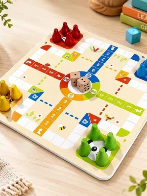 2-in-1 Ludo Snake and Ladder Jumbo Wooden Board Game