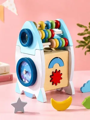 Abacus Rocket Style Classic Wooden Toy with Colorful Beads Classic, 5 Rows, Counting & Math, Skill Building Play, Preschool Toys for Kids, Ages 3+