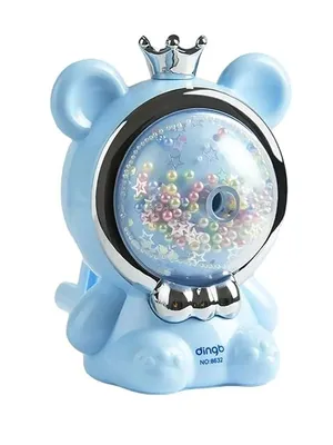 Automatic Pencil Sharpener for Kids, Battery Operated with Dust Box, Cartoon Astronaut Design, for School, Home, Office & Return Gifts (Crown Bear Sharpener)