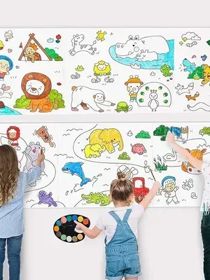 Zqiue Enterprise Drawing Paper Roll for Kid, 30 x 300 Cm Large Coloring Poster for Toddlers, Art Paper, Non Adhesive, Kids Coloring Drawing Paper Roll Best Birthday Gift Kids(Mix-Design)