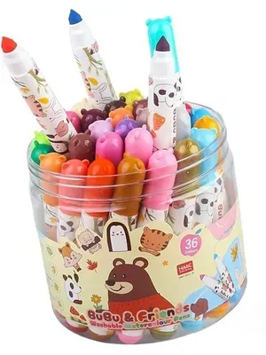 Colour Pens - Washable Water Colour Pens, Colouring Kit Art Markers Colour Sketch Pens Set for Kids, Artists Sketching Drawing Materials, Cute Art Supplies (36 Pieces)