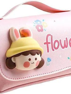 Flower Style Cartoon Theme 3D EVA Pencil Case - Multipurpose Zipper Pouch for Kids, Girls - Pen and Pencil Bag for School, Stationery Storage Box