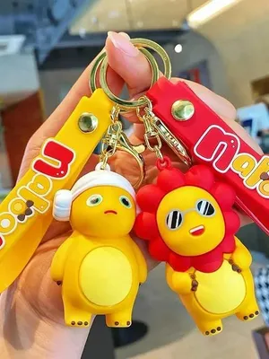 Cute Cartoon Silicone Keychain Set of 4 Pcs for Girls Kids Bag Charm Gift - Baby Dragon & Baby Lion