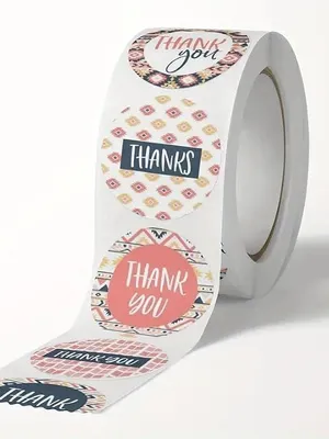 500 Pcs Thank You Watercolor Stickers, Round Thank You Adhesive Sticker for Small Business Wedding Supplies Packing Stickers Gift Wrap (500 in 1 Decorative Stickers Roll)