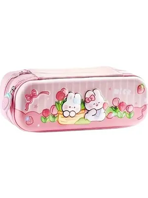 ZqiueDouble Layer Rabbit Gardern 3D Cute Pencil Case Aesthetic Pencil Case for Girls Large Capacity Pen Pencil Pouch Multifunctional Stationery Organizer for School