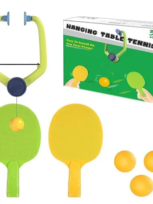 Hanging Table Tennis Self Training Indoor Gaming 2 Racket & 3 Practice Ball Portable - Double Sparring Hanging Toys Parent Child Interaction Indoor Toys