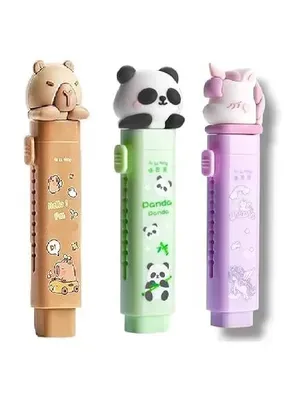 5 Pcs Cartoon Shaped Cute Erasers Push Pull Design Retractable Erasers Pastel Aesthetic Pencil Eraser Cute Rubber for Kids Students School Office Stationery (All Color Pack of 5)