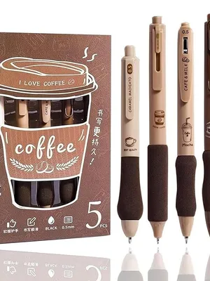 Floral Retractable Gel Pens, 0.5mm Ink, Set of 5