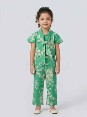 Girls Floral Printed Tie-Up Co-Ord Set