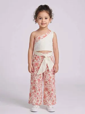Girls One Shoulder Floral Co-Ord Set