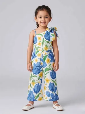Girls Floral One Shoulder Jumpsuit