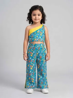 Girls One Shoulder Printed Co-Ord Set